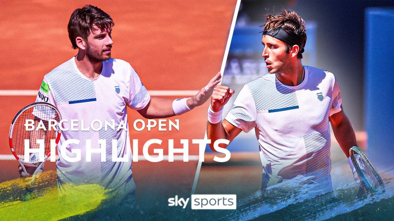 Highlights of the Barcelona Open quarter-final between Cameron Norrie and Tomas Martin Etcheverry .