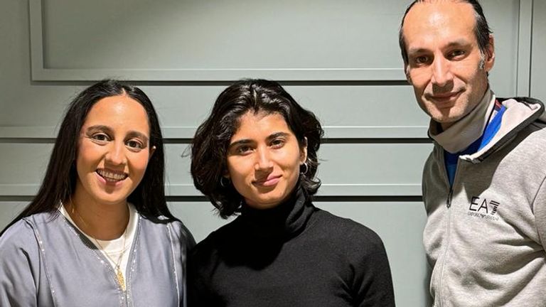 South Asians in Football advocate Hina Shafi (left) joins Sky Sports News duo Maryam Chaudhary and Dev Trehan