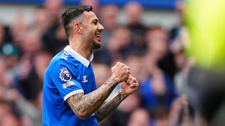 Everton's Dwight McNeil celebrates scoring their side's second goal of the game 