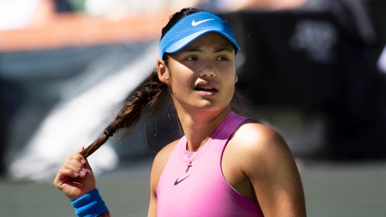 March 11, 2024: Emma Raducanu of Great Britain was defeated by Aryna Sabalenka in the third round of the BNP Paribas Open at the Indian Wells Tennis Garden in Indian Wells, California. ....Mal Taam/TennisClix/CSM (Credit Image: .. Mal Taam/Cal Sport Media) (Cal Sport Media via AP Images)