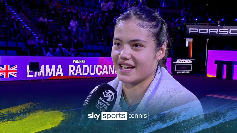 Emma Raducanu speaks after winning in Stuttgart
