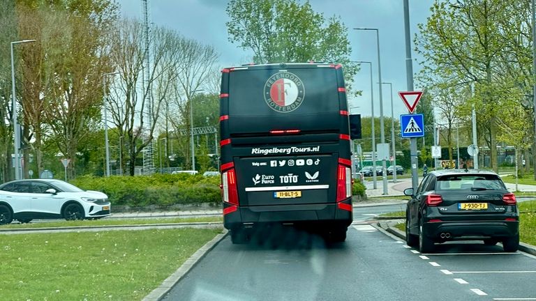 The Feyenoord team bus tried to give Sky Sports News' Gary Cotterill the slip! 