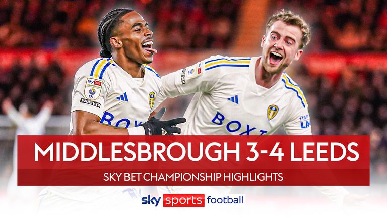 Faits saillants du match de championnat Sky Bet entre Middlesbrough et Leeds United. 