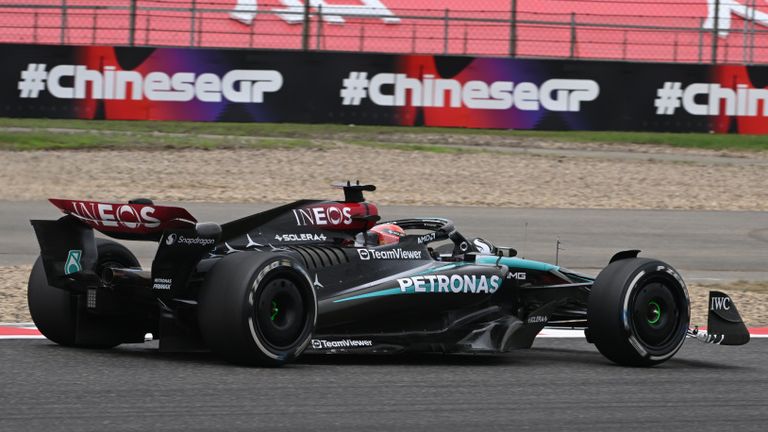 SHANGHAI INTERNATIONAL CIRCUIT, CHINA - APRIL 19: George Russell, Mercedes F1 W15 during the Chinese GP at Shanghai International Circuit on Friday April 19, 2024 in Shanghai, China. (Photo by Mark Sutton / Sutton Images)