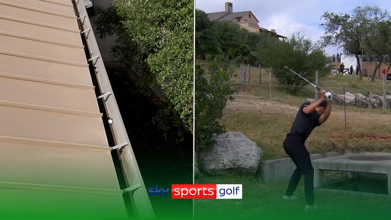 Spieth hits golf onto roof
