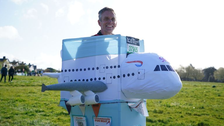 Another London Marathon runner dressed up as an aeroplane