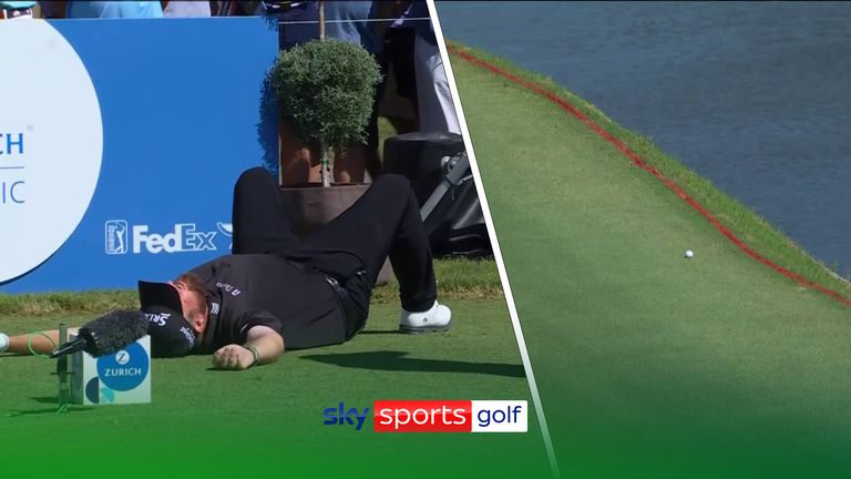 Luck of the Irish! Lowry falls to the floor in relief alongside McIlroy