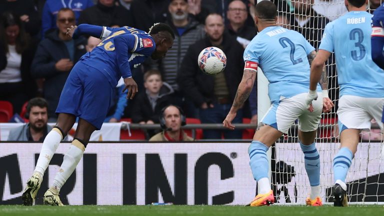 Chelsea's Nicolas Jackson heads the ball towards the goal (AP)