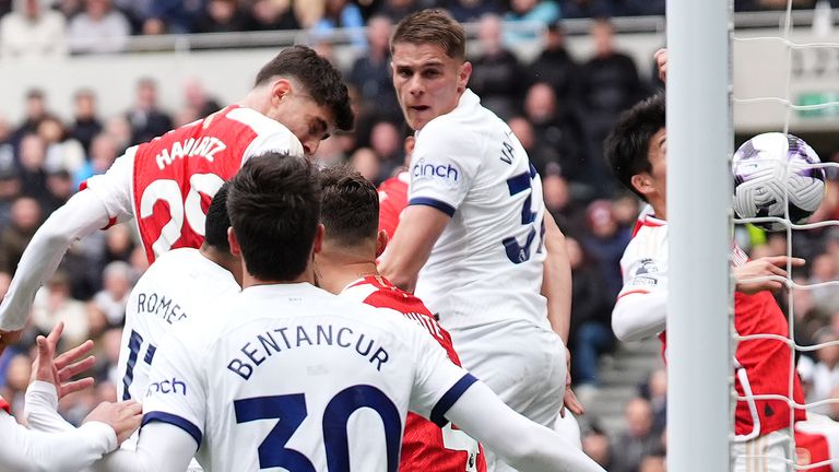 Kai Havertz heads Arsenal into a 3-0 lead at Spurs