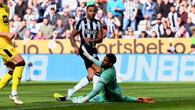 Callum Wilson scores Newcastle's fifth goal against Sheffield United