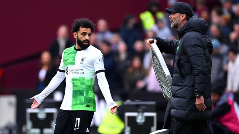 Mo Salah et Jurgen Klopp : l’attaquant de Liverpool semble affronter le manager sur la ligne de touche à West Ham |  Actualités footballistiques