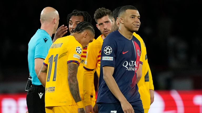 PSG's Kylian Mbappe cut a frustrated figure throughout the game