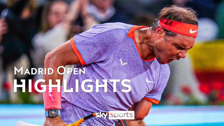 Watch highlights of the Madrid Open match between Rafael Nadal and Alex De Minaur.