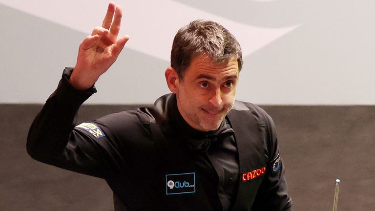 Ronnie O'Sullivan of England celebrates victory against Jackson Page of Wales in their first round match during day six of the Cazoo World Snooker Championship 2024 at Crucible Theatre on April 25, 2024 in Sheffield, England. (Photo by George Wood/Getty Images)
