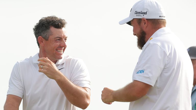 Rory McIlroy and Shane Lowry zelebrate victory at the Zurich Classic