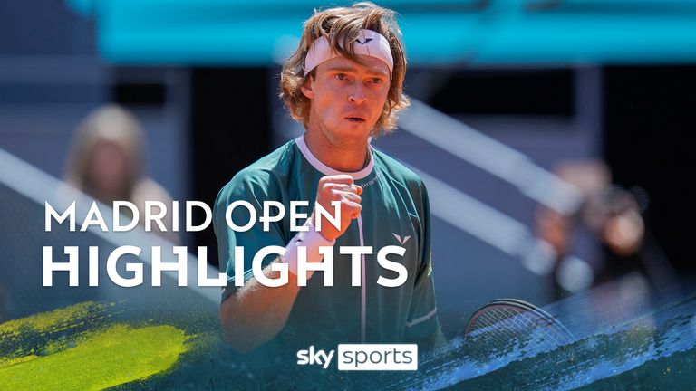 Highlights of Andrey Rublev&#39;s round 32 match against Alejandro Davidovich Fokina at the Madrid Open. 