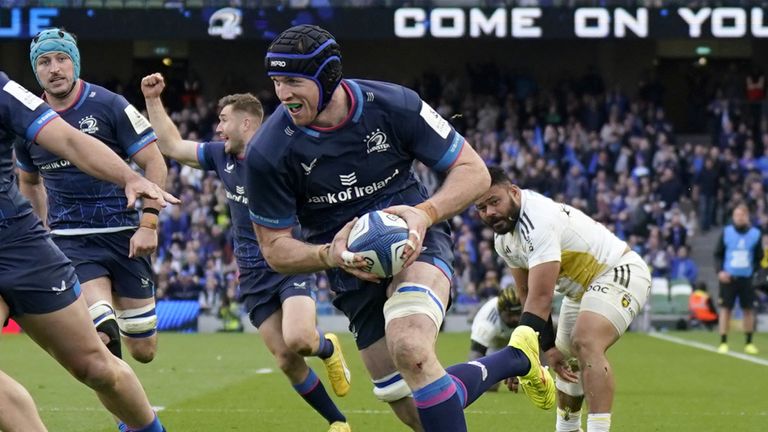 Ryan Baird skipped in for Leinster's crucial third try early in the second half 