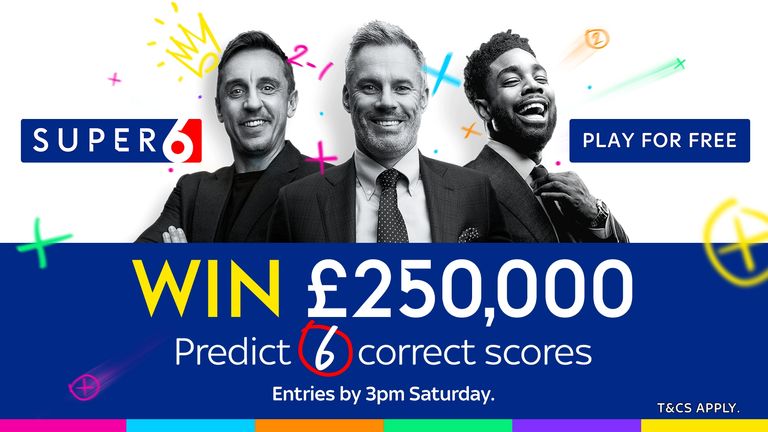 Correctly predict six scorelines for a chance to win £250,000 for free. Entries by 3pm Saturday.