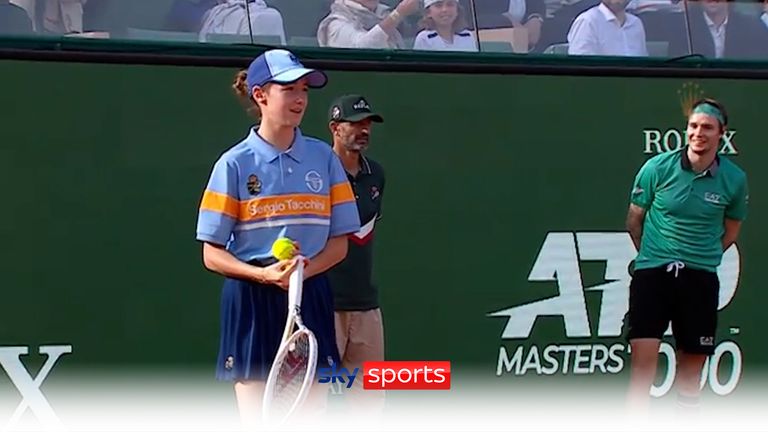 Alexander Bublink lets a ball kid take a serve at the Monte Carlo Masters.