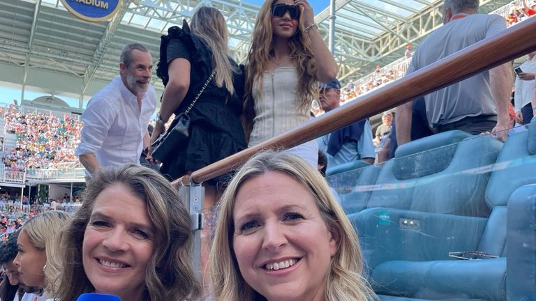 Gigi Salmon, Annabel Croft and Shakira at the Miami Open