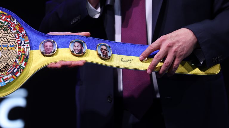 The Pope's signature on the WBC heavyweight title belt