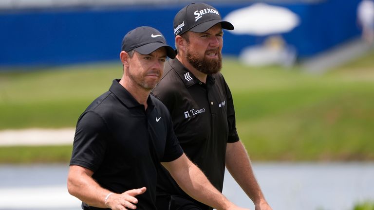 Rory McIlroy and Shane Lowry during the second round of the Zurich Classic 
