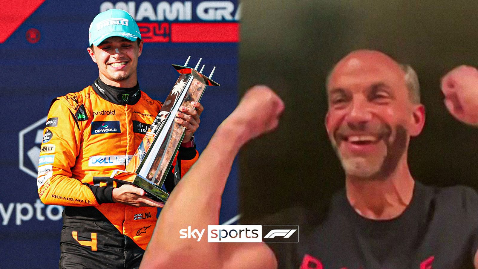 Miami GP: Lando Norris' dad Adam celebrates the McLaren star's