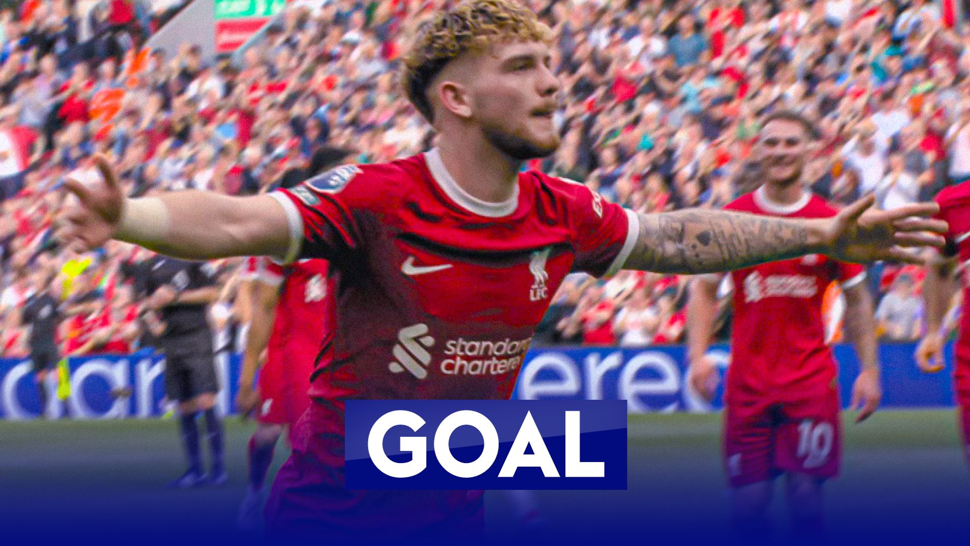 Elliott fires in a top-bins scorcher from outside the box
