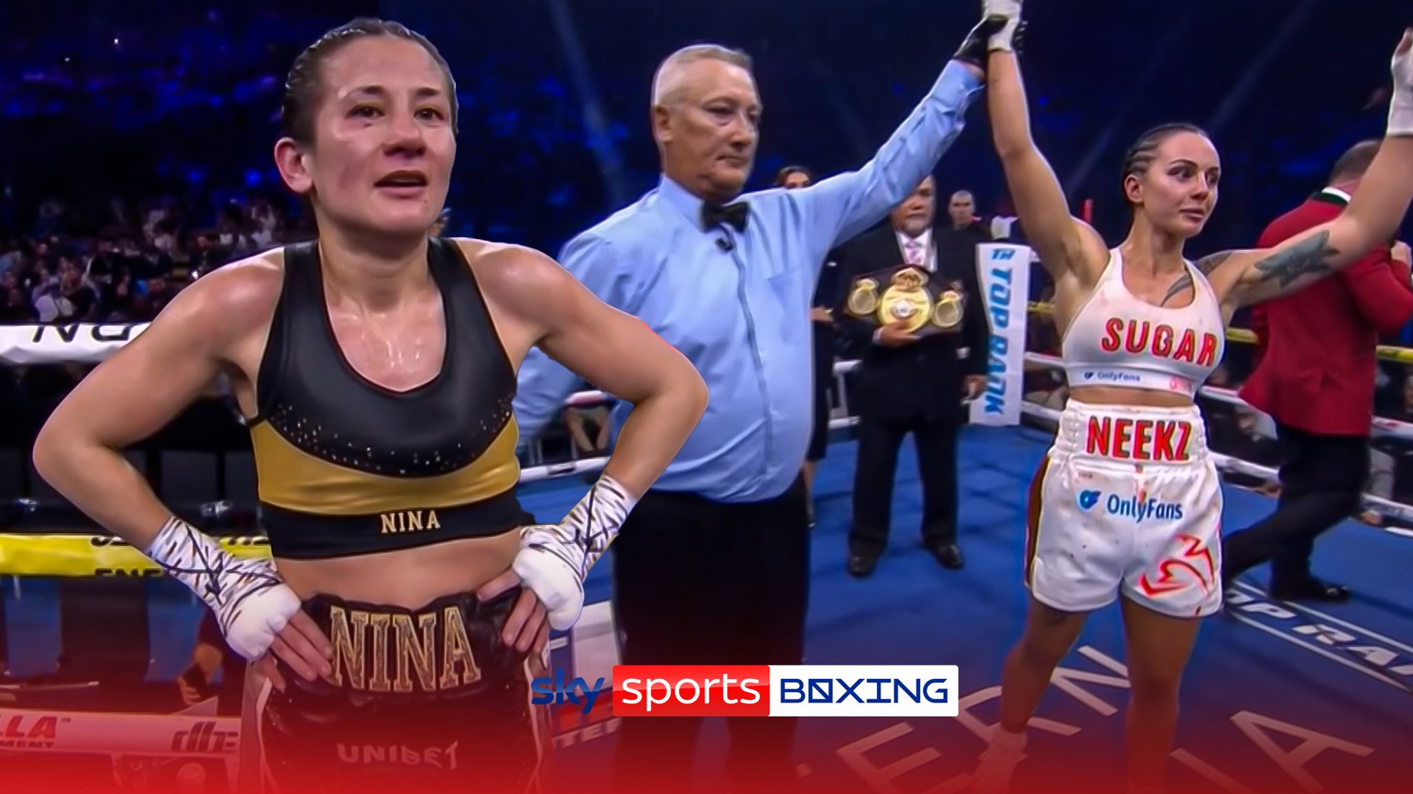 Ring announcer Dan Hennessey declared British fighter Nina Hughes the  winner in her WBA bantamweight title fight with Cherneka Johnson - before  reversing the decision amidst chaotic scenes!