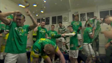 Celtic's dressing room celebrations after title win!