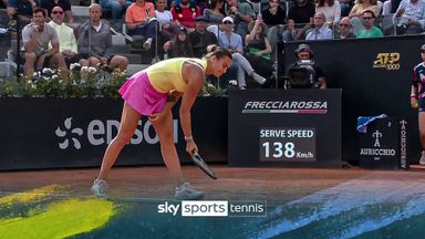 Sabalenka smashes racket early in Rome final