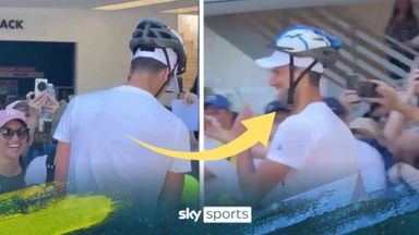 Djokovic turns up in helmet after being hit by bottle!