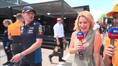 'He won't let me go!!' | Verstappen interrupts Norris interview 