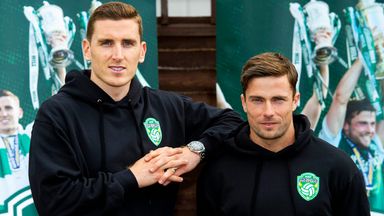Paul Hanlon (L) and Lewis Stevenson will leave Hibs at the end of the season