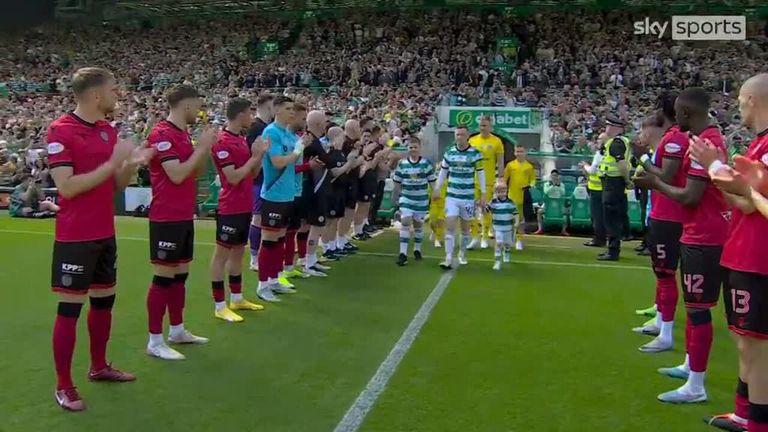 Champions Celtic given guard of honour by St Mirren players