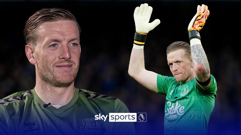 Everton goalkeeper Jordan Pickford applauds the fans after the Premier League match at Goodison Park, Liverpool. Picture date: Saturday April 27, 2024.