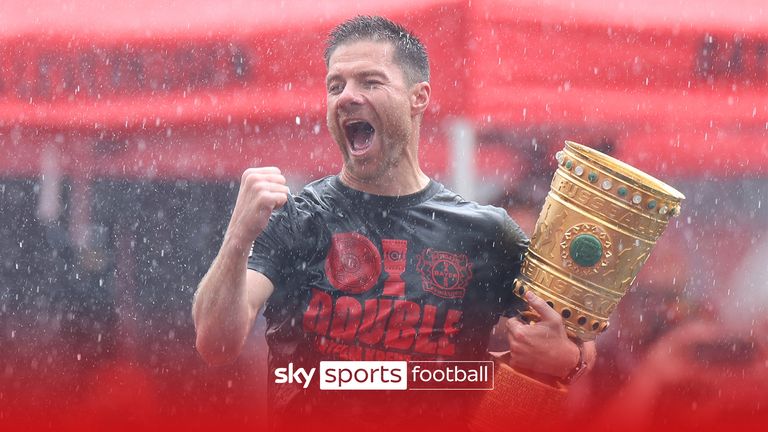 Leverkusen celebrate in the rain