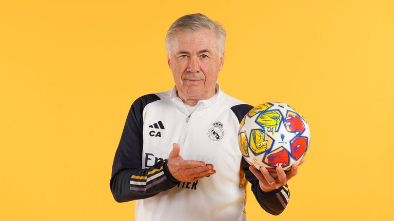 Head coach Carlo Ancelotti of Real Madrid CF poses during the UEFA Champions League 2023/24 finalists access day on May 18, 2024 in Madrid, Spain
