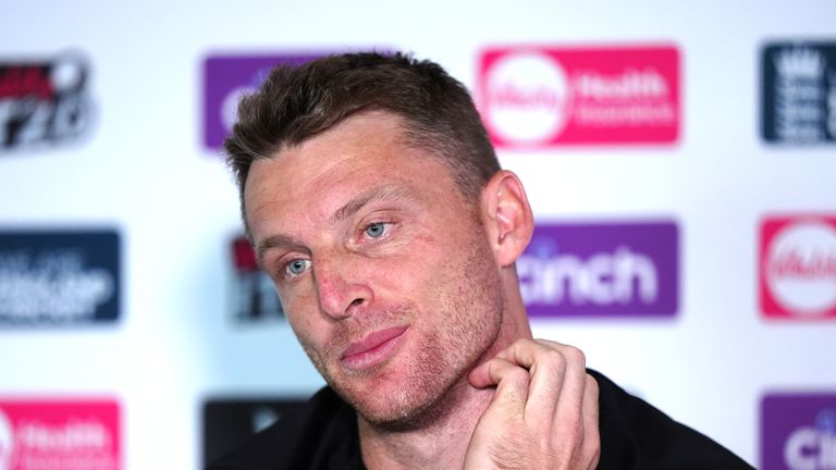 England's Jos Buttler during a press conference at Headingley, Leeds