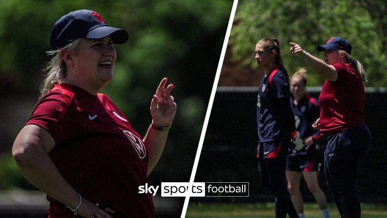 New coach Emma Hayes was spotted taking charge of her first training session with the US women's team.