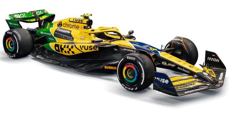 迈凯伦将在 2024 年摩纳哥大奖赛上使用特殊涂装，以向埃尔顿·塞纳致敬（图片来源：迈凯伦 F1）