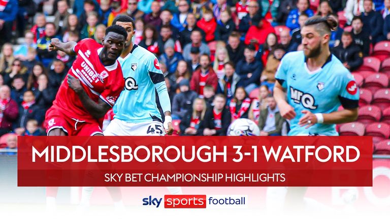 Highlights of the Sky Bet Championship match between Middlesbrough and Watford.