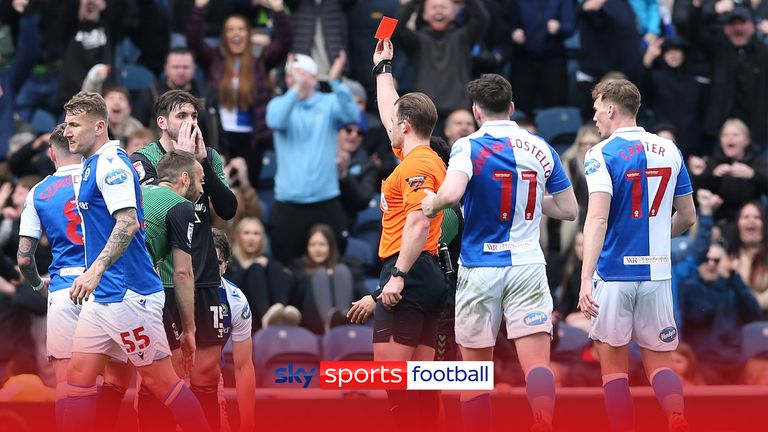 The referee was mic'd up as Coventry City's Liam Kitching was given a red card for bringing down Blackburn Rovers' Sam Gallagher.