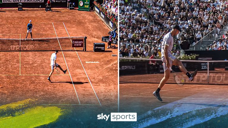 Hubert Hurkacz had the crowd on their feet after hitting an outrageous tweener against Sebastian Baez in Rome.