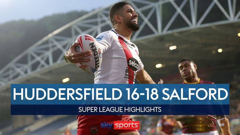 Highlights of the Super League match between Huddersfield Giants and Salford Red Devils. ImageL Swipix
