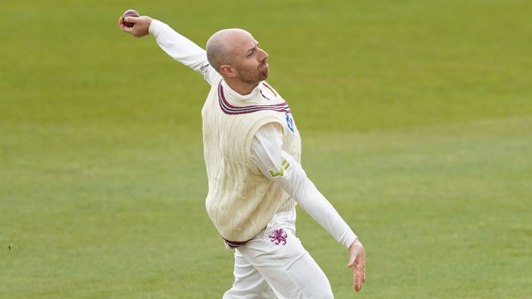 Nottinghamshire v Somerset - LV= Insurance County Championship - First Division - Day One - Trent Bridge's Jack Leach of Somerset during the first day of the LV= Insurance County Championship First Division at Trent Bridge, Nottingham.  Photo date: Thursday, April 13, 2023.
