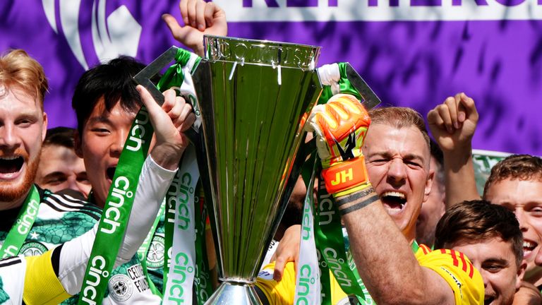 Joe Hart lifted his third Scottish Premiership in as many years with Celtic on Saturday