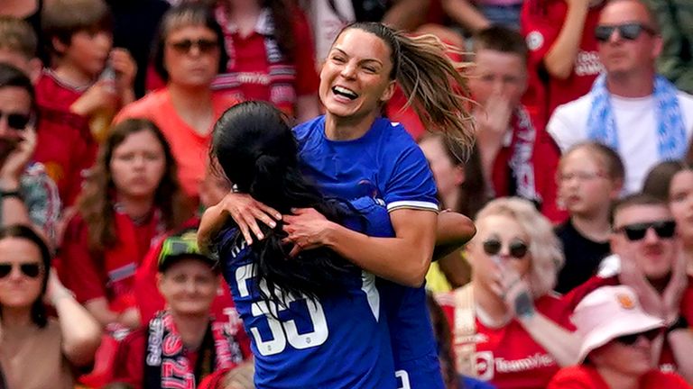Chelsea's Johanna Rytting Kaneryd (right) celebrates with team-mate Mayra Ramirez after scoring their side's second goal of the game
