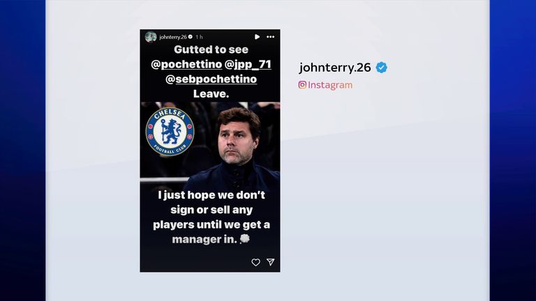 John Terry reacted to Mauricio Pochettino's exit on Instagram.