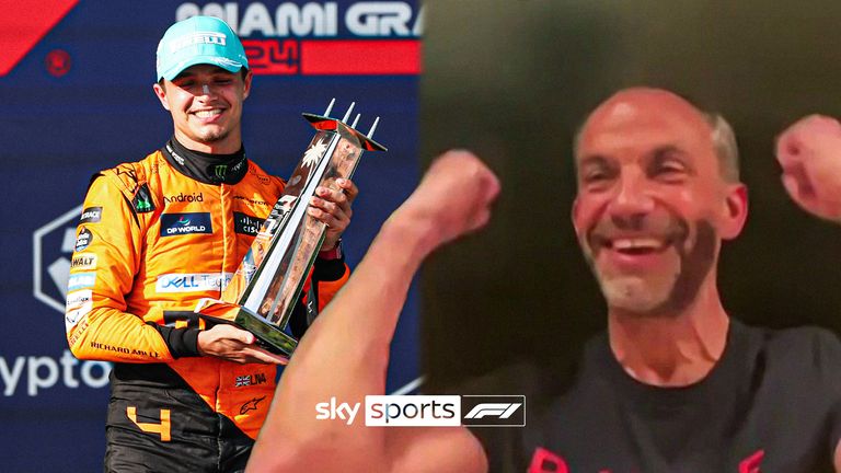 Lando Norris wins for McLaren - his dad Adam celebrates